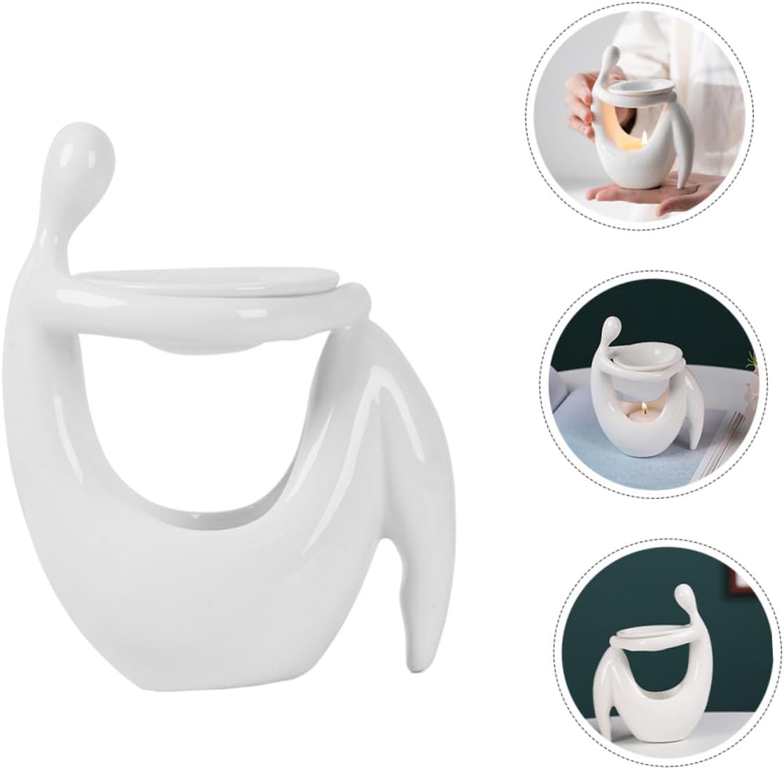 Ciieeo Ceramic Incense Holder Aromatherapy Essential Oil Burner Human Figure Style Desktop Candle Holder for Home Decor Bedroom with Anti-Dry Burn Feature
