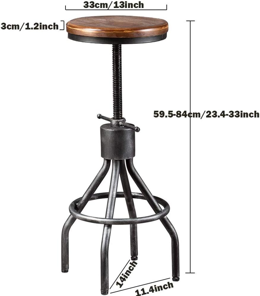 Vintage Bar Stool Swivel Pu Leather Seat Kitchen Island Workbench Chair Height Adjustable 23 33 Inch Home Bar Furniture Home Kitchen Guardebemcom