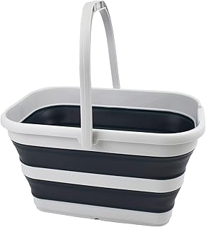 SAMMART 12L (3.1 Gallon) Collapsible Rectangular Handy Basket / Bucket (Grey/Slate Grey)
