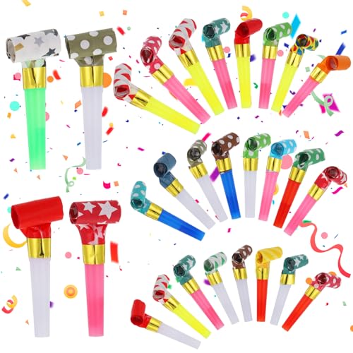 SHENLIU 30 Stück Tröte Tröten Kindergeburtstag Party Kinder Gebläse Jubel Partytröten Tröten Party Für Neujahr Geburtstag Graduierung Weihnachten