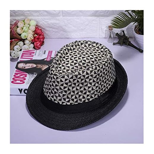 HVTKL 2017 sommar mode unisex trekant halm jazzhatt med band curling crempa strand panama caps Fedora hattar för kvinnor och män (färg: Svart, storlek: 58 cm)