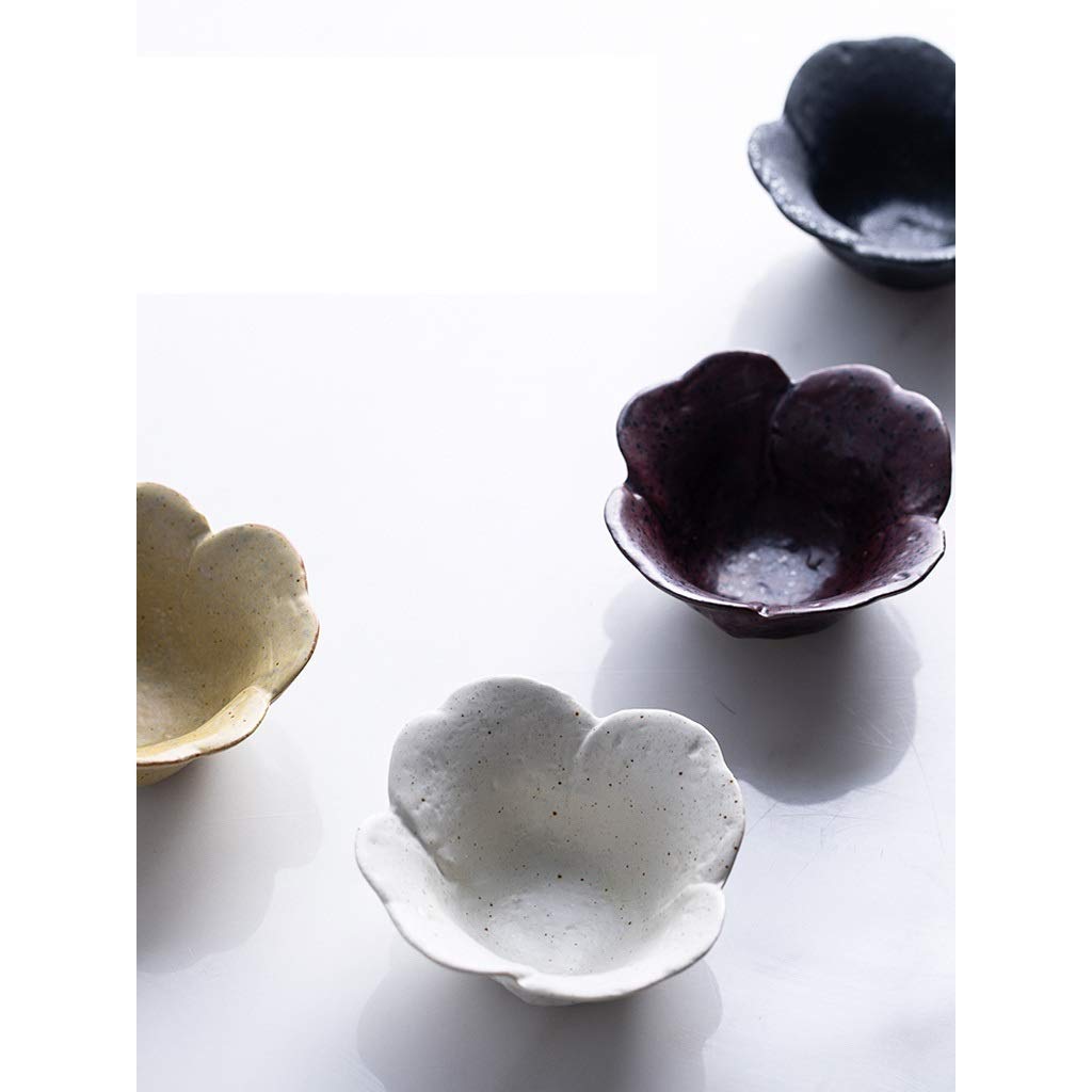 Ceramiczny zestaw misek do sałatek ze sztućcami i talerzem przyprawowym talerz na przekąski w kształcie kwiatu do zanurzania przypraw E Zastawa stołowa do przystawek i małych misek, jeden kolor E