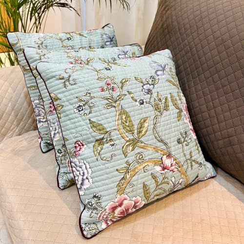Image of Jaipur Weaves Cushion Cover 16 inch x 16 inch - Pure Cotton, Decorative Soft Floral Cushions for Sofa /Bed /Chair, Gift for Home Decor (3, Green Bird), 180 TC