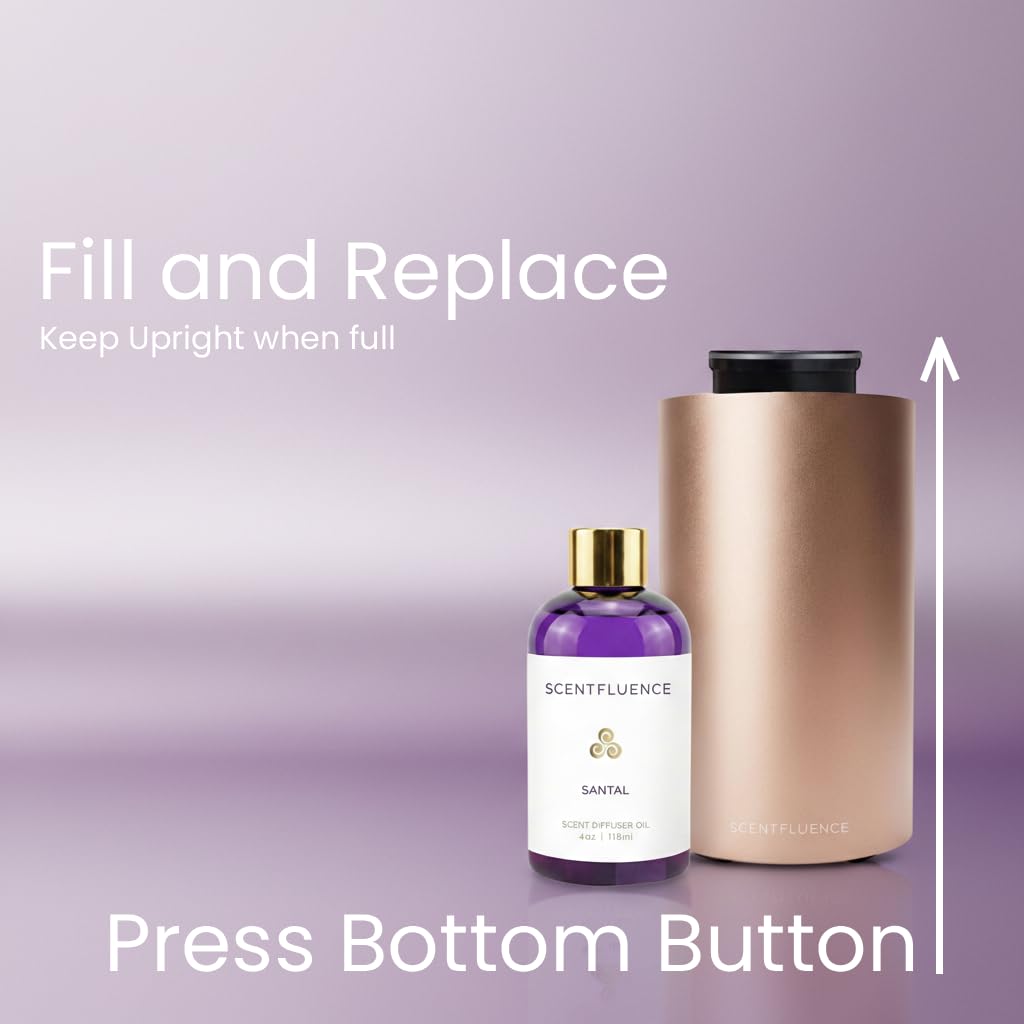 Difusor de aceite dorado – Difusor de aroma cromado de lujo sin agua para el hogar y la oficina – 450 pies cuadrados, máquina difusora de aroma USB inalámbrica portátil recargable