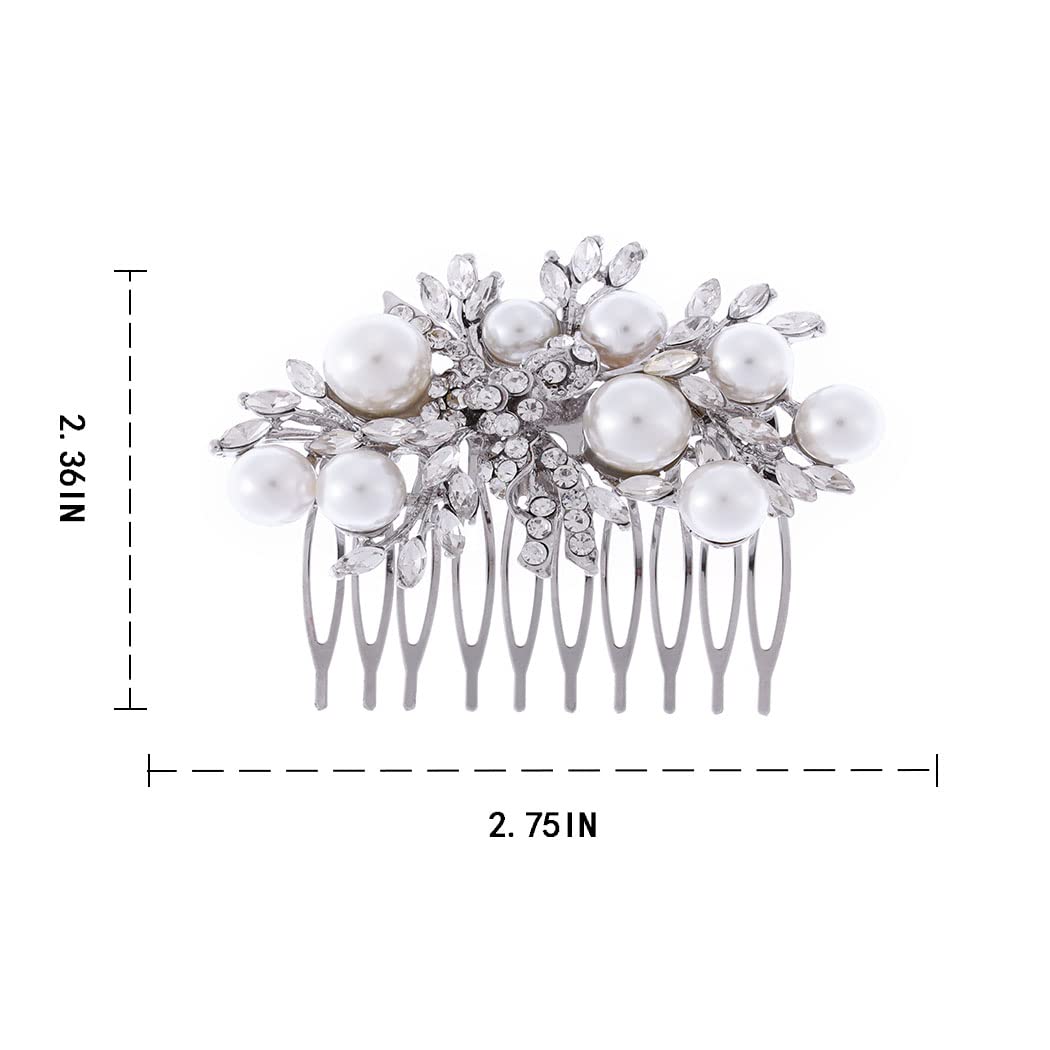 Foyte Crystal Wedding Hair Comb Pearl Bride Headpiece Silver Rhinestone Hair Piece Bridal Side Hair Accessories for Women - Image 6