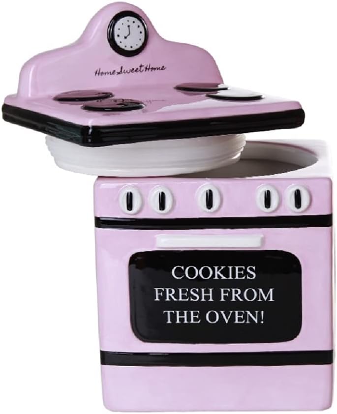 Pacific Giftware Retro Oven Freshly Baked Ceramic Cookie Jar with Air Tight Lid 8 inch Tall