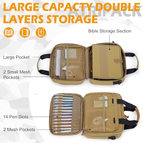 ATRIPACK Tactical Large Bible Cover for Men,Double Layer Bibles Bag With Detachable Book Carrying Case, Covers for Bible Organizer with Zippered Pockets,Church Case with Handle. by ATRIPACK - Image 3