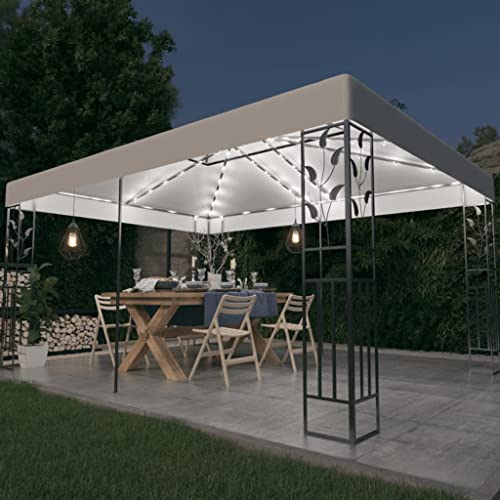 4 Pareti Laterali Con Zanzariera Per Gazebo Quick-Star Rank 3x4 M, In Poliestere Terra, Fissaggio A Velcro, Protezione Insetti E Ombra - 3