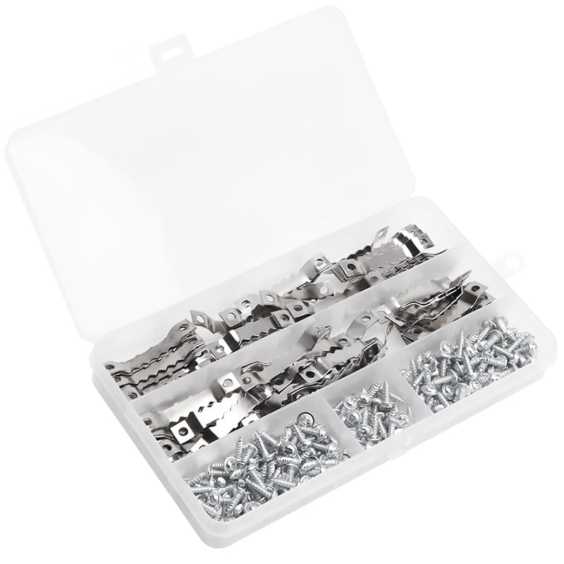 Image of 100pcs Sliver Sawtooth Picture Frame Hanger Canvas Picture Frame Hanging Hooks with Screws Sawtooth Hangers Hardware Tools