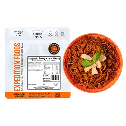 EXPEDITION FOODS Spaghetti Bolognese (Single Serving / 450KCAL) | Freeze-Dried Camping & Hiking Food