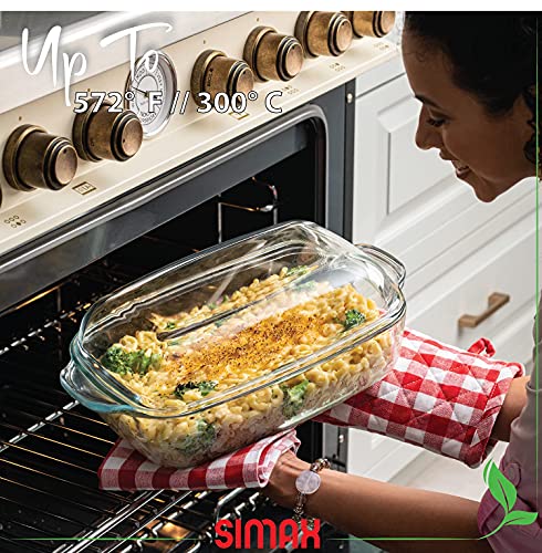 Simax Glass Casserole Baking Dish: Clear Glass Round Casserole Dish With Lid And Handles - Covered Bowl For Cooking, Baking, Serving, Etc. - Microwave, Dishwasher, And Oven Safe Cookware – 3 Quart Dish + 2.2 Quart Lid #TOP5