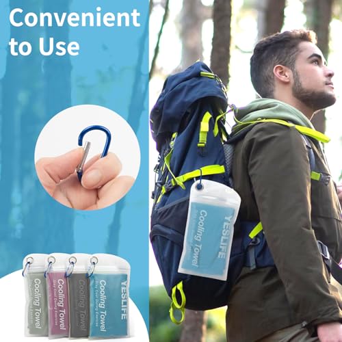 Image of YESLIFE 4-Pack Cooling Towels (40 inchx 12 inch), Cooling Neck Wraps, Ice Towel | Microfiber, Breathable, Lightweight, Super absorbent, For Yoga, Camping, Sports, Outdoors, Golf, Running, Gym, Travel