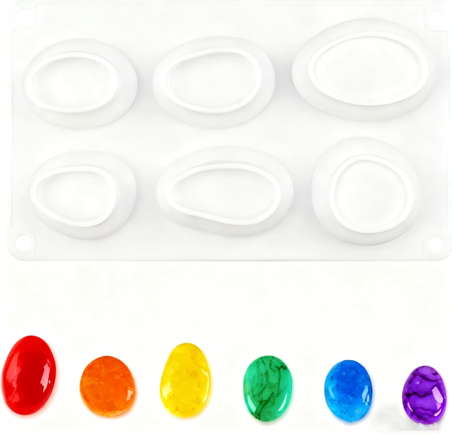 Silicone Pebble Mould,Stone Mould, 6-Cavity Oval Shape, 26x14.5cm, for Soap, Resin, Chocolate Crafting, Candle and Baking-picture-14