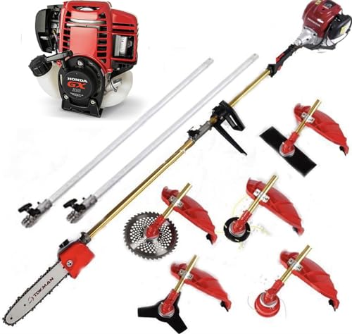 GX35 4 strokes 5 in 1 grass cutter machine gas weed wacker rotary scissors lawn yard tool +2 extension poles