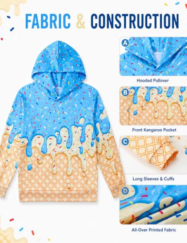 Move Dance Boys Baseball Hoodies Ice Cream Size 7-8 Pullover Sweatshirts - image 6