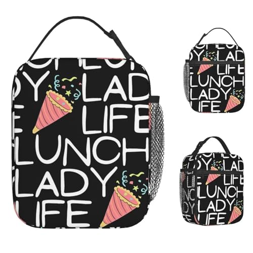 TFDGDGH Lunch Lady Life Lunch Bag Mode Boîte à Lunch Pique-en Plein air Portable Isotherme Glacière Oxford Graphic Design Thermal Lunch Bags