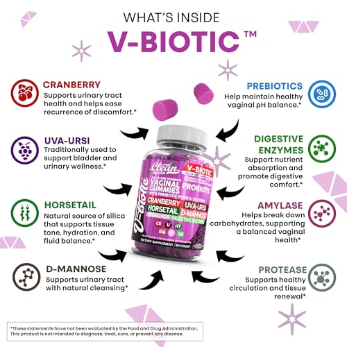 Image of Clean Nutra Vbiotic Gummies, Cranberry, Horsetail, D-Mannose, UVA-Ursi, Probiotic Blend, Enzyme Blend, 60 Count (2)