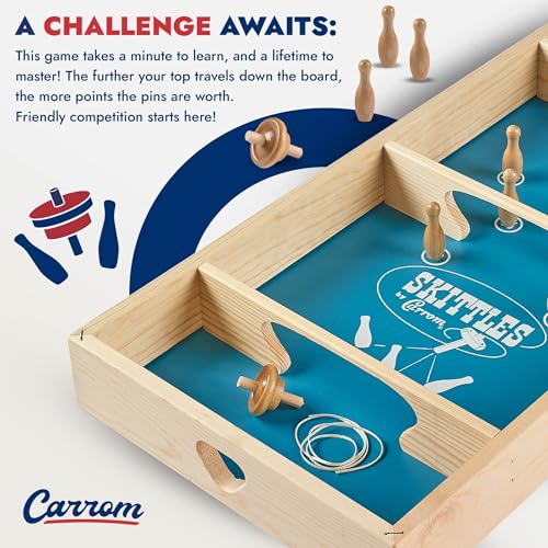 Image of Carrom Skittles Game - Large Board Games for Adults & Children - Wooden Family Board Games for Family Night - Indoor and Outdoor Games for Family