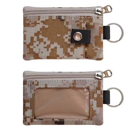 Image of CHENSPRX Travel Small Wallet with RFID,Lanyard,ID Card Holder and Keychain for Men /Women-Zippered Slim Pouch for Credit Card,Coins,Cash,Key (Khaki Camouflage)