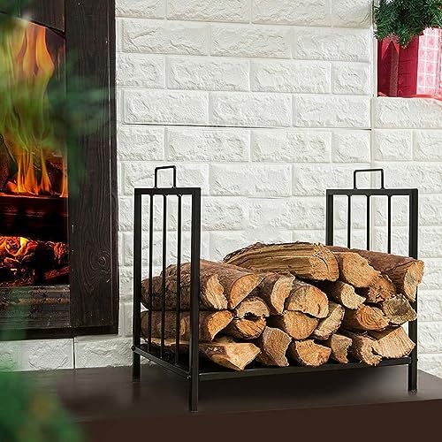 Râtelier à bûches haut de gamme en métal noir pour intérieur design