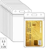 50 Pcs Clear Plastic Vertical Name Badge ID Card Holders