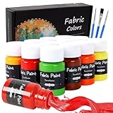 Fmtasx Textilfarbe Waschmaschinenfest | Set aus 12 x 25ml Stoffmalfarben Textilfarben Waschfest | Stofffarben Für T-Shirt, Jeans und allen Stoffen