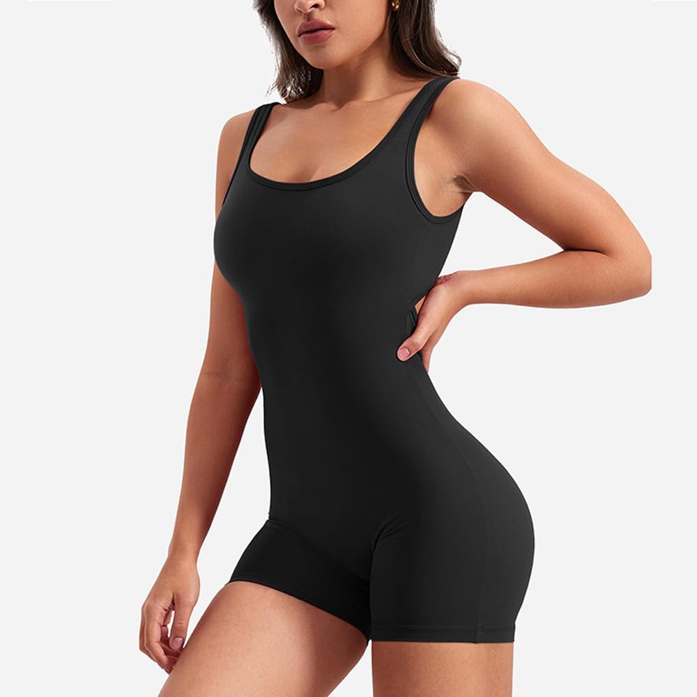 Mono Mujer Verano Corto Sin Manga Jumpsuit Mujer Deportivo con Cuello en U Sexy Jumpsuit Casual Elegante para Push-up Jogging Fitness Yoga Ejercicio