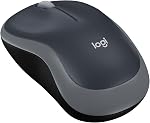 Logitech M185 Wireless Mouse, 2.4GHz with Mini USB Receiver, 12 Month Battery Life, 1000 dpi Optical Tracking, Ambidextrous, Compatible with PC, Mac, Laptop - Swift Grey