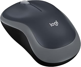 Logitech M185 Wireless Mouse: 1000 DPI Optical, 12-Month Battery, Ambidextrous for PC Mac Laptop - Swift Grey