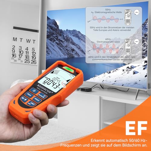 RDINSCOS EMF-Messgerät,3 in 1 Elektromagnetische Strahlung für EF MF RF,Handheld-Detektor Digitaler Strahlungsdetektor für elektromagnetische Felder für Zuhause, Büro & Unterwegs