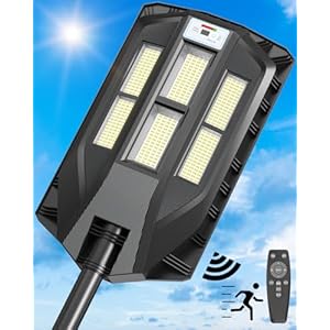 TENKOO Solar Street Lights 4000W Solar Street Lights Outdoor Waterproof 250000 Lumens LED Wide Angle Solar Parking Lot Lights with Motion Sensor Street Lights IP67 Commercial Lighting for Pathway