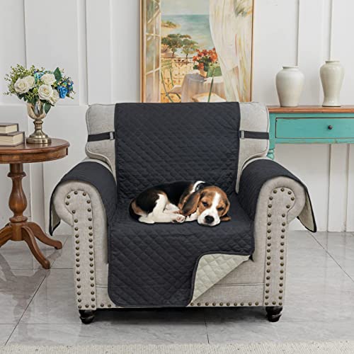 XINEAG Quilted Sofa Covers 1 Seater, Water Resistant Chair Covers for Dogs Pets Non Slip Sofa Slipcovers with Pockets - Image 2