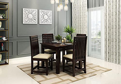 Image of JEENWOOD Solid sheesham Wood 4 Seater Dining Room Sets || Wooden Dining Table Set with 4 Chairs|| Dining Table Set for Home Living Room Furniture