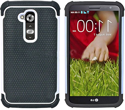 myLife Ghost White {Slim Flex Armor Series} 2 Layer Hybrid Case for the for the LG G2 Smartphone (External Rubberized Hard Safe Shell Piece + Internal Soft Silicone Flexible Bumper Gel)