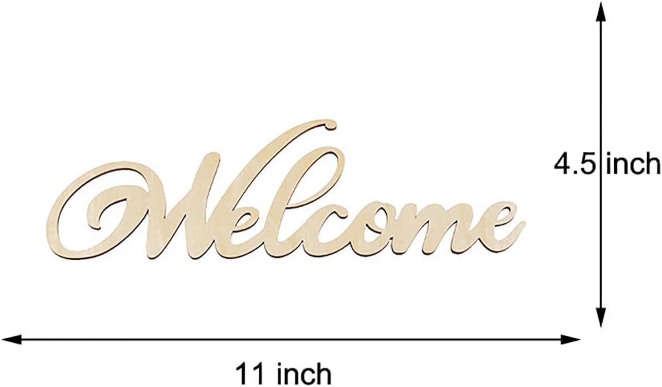 5 Pcs Unfinished Wood Sign Cutout Hello Welcome Thankful Home Love Wooden Letter Sign Block Words Sign for Wreath Crafts Door Hanger Wall Art Decor