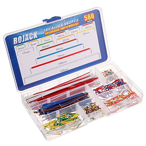 Image of BOJACK 14 Vaules 560 pcs 2-125mm Solderless Flexible Breadboard Connecting Line Cables Breadboard Jumper Wires kit (Pack of 2)