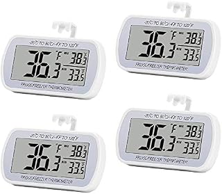 4 Pack Digital Refrigerator Thermometer Fridge Freeze Room Thermometer Waterproof Large LCD Display