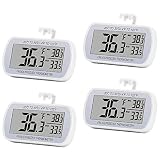 4 Pack Digital Refrigerator Thermometer Fridge Freezer Room Thermometer Waterproof Large LCD Display Max/Min Record...