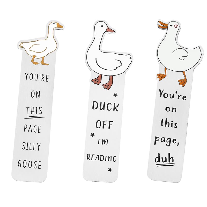 Marque-pages sur le thème canard lot de 3 marqueurs de livre en métal humour pour lecteur