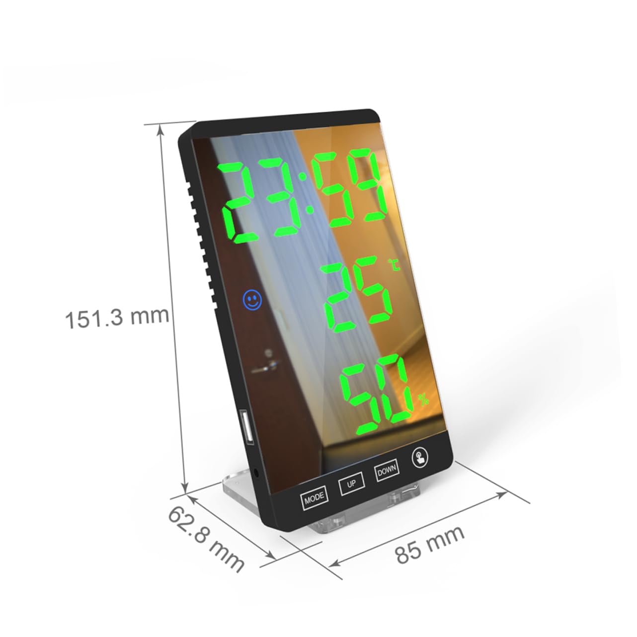 Orologio Sveglia Digitale Con Display Temperatura Umidità Orologio Da Tavolo Led Con Ricarica Usb Con Carattere Verde Design Semplice Per Arredamento Casa