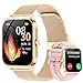 CASCHO Smartwatch Damen mit Telefonfunktion, 1.85" HD Uhren mit Herzfrequenz SpO2 Schlafmonitor Schrittzähler, 120+ Sportmodi Fitnessuhr, IP68 Fitness Tracker, Smart Watch Kompatibel für iOS Android