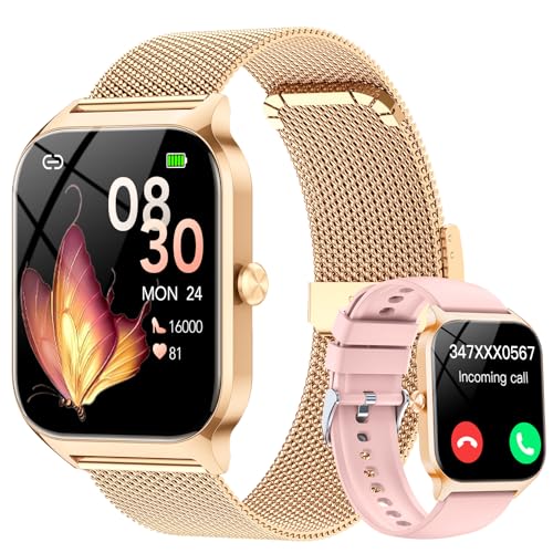 CASCHO Smartwatch Damen mit Telefonfunktion, 1.85' HD Uhren mit Herzfrequenz SpO2 Schlafmonitor Schrittzähler, 120+ Sportmodi Fitnessuhr, IP68 Fitness Tracker, Smart Watch Kompatibel für iOS Android