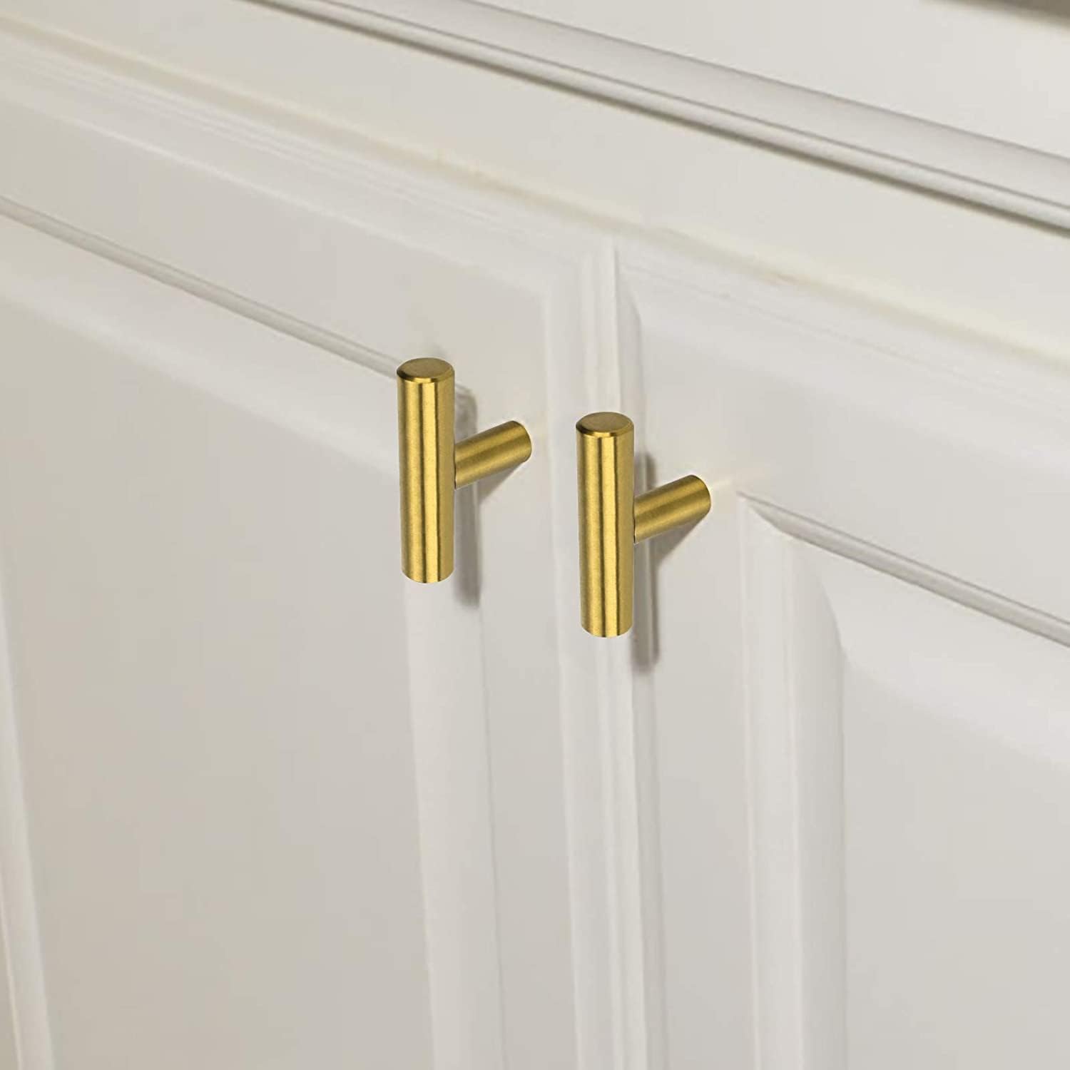 Haliwu 20 Pack Brass Gold Cabinet Knobs T Kitchen Pulls Drawer Knobs for Cabinets