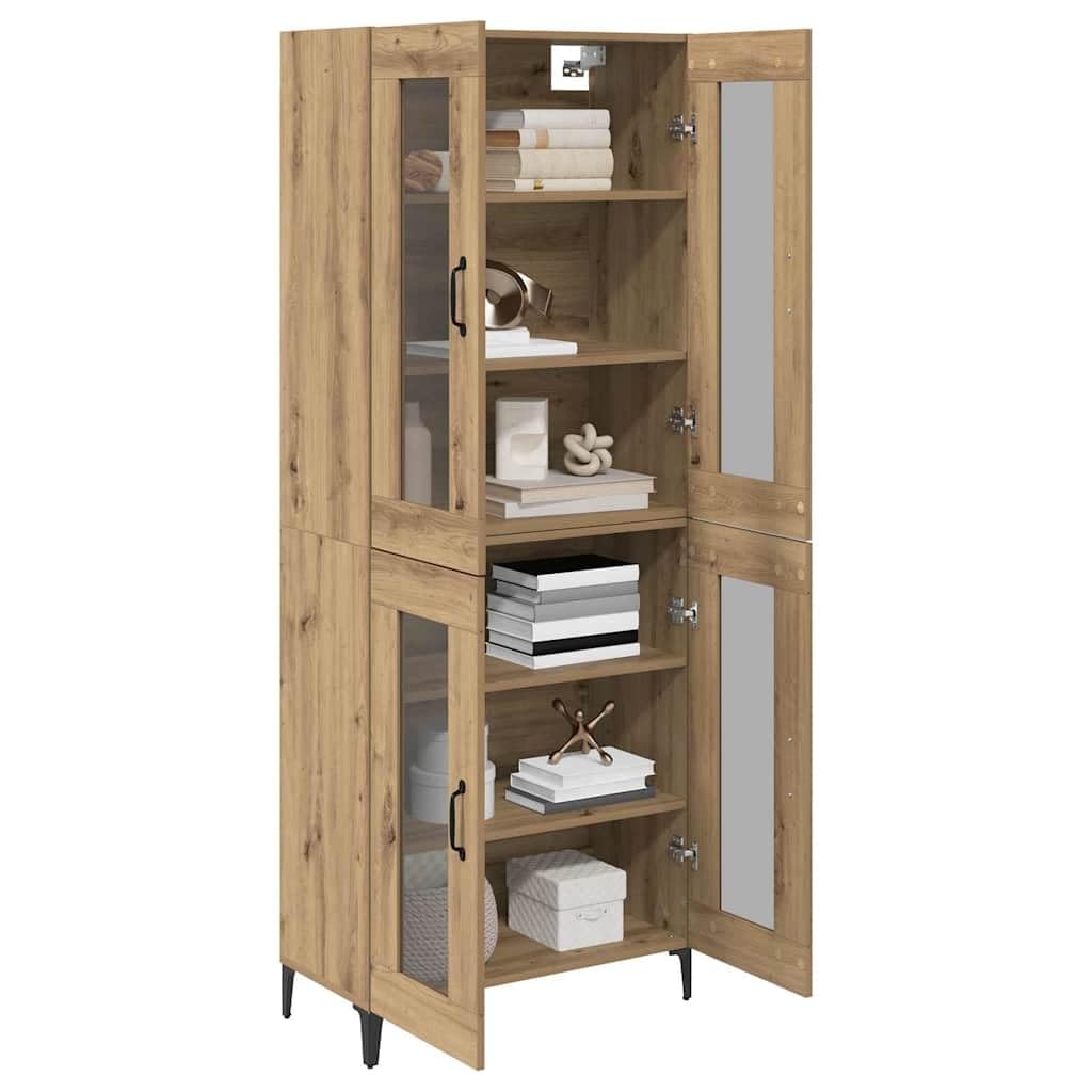 Sideboard Eiche Handwerk Wand 69,5 x 34 x 180 cm mit 4 Böden und 2 Regalen