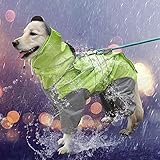 犬レインコート 犬用 ポンチョ ペットレインコートカッパ 雨合羽 防水 防雪 防塵 防風 小型犬 中型犬 大型犬 帽子付き 耐久性 通気 着脱簡単 快適 完全防水 多サイズ (24, グリーン)