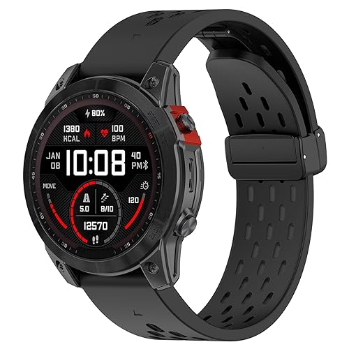 DKEnjoy Silicone Quick Release Watchband Replacement Watch Band Compatible for Garmin Fenix 7S/7S Pro/ 6S/6S Pro/5S/5S Plus/Descent Mk2s/Instinct 2S/Epix Pro 42mm Strap (Black)