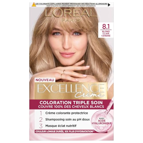 Coloration 8.1 Blond Cendré Soin Triple Acide Hyaluronique Excellence Creme 'oreal Paris La Boîte - vue 5