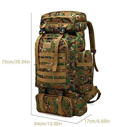 Foto von Hihey Rucksack, 80 l, wasserdicht, Klettern, Wandern, Camouflage, große Kapazität, Camping, Bergsteigen, Outdoor, Sport, Rucksack Braun