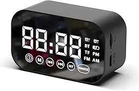 Relógio Despertador Premium: Caixa de Som Bluetooth, Rádio FM e Display LED Espelhado Touch