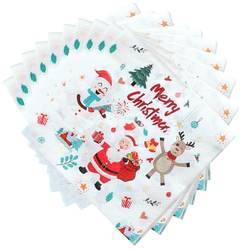 40 Stück Servietten Weihnachten, Weihnachts Serviette Tischdeko...